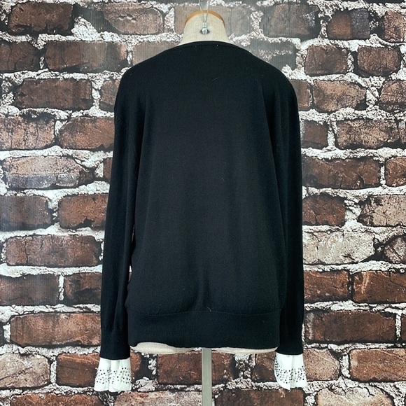 Nordstrom Sweater Wool Beaded Black White Size Medium M - Picture 10 of 14